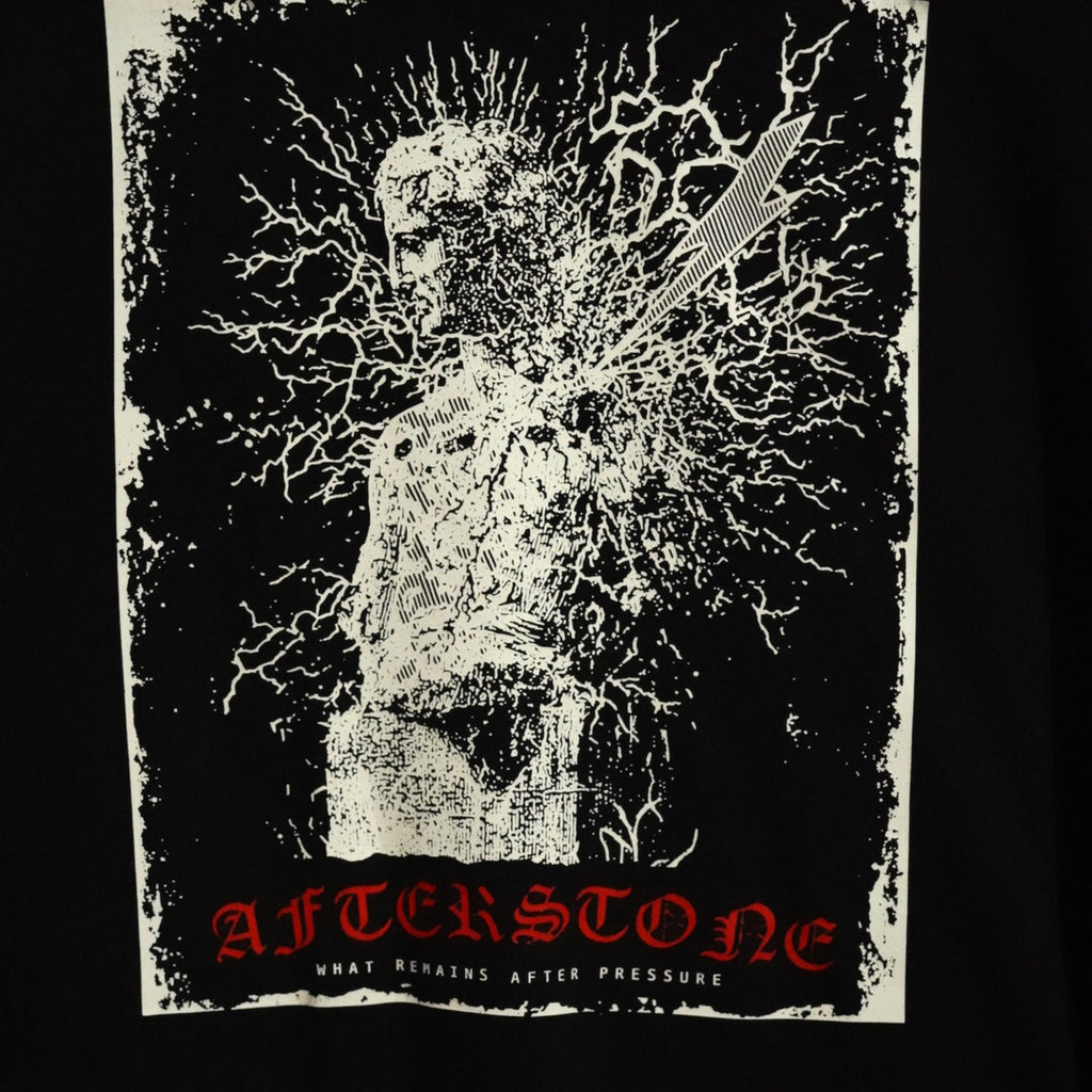 Full STRUCK GOD front graphic on black garment-dyed cotton