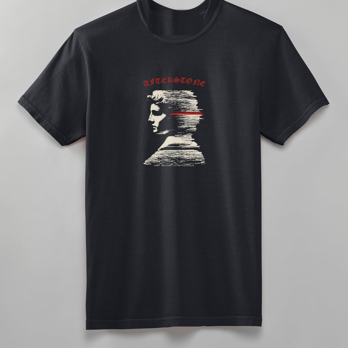 STRATUM HEAD heavyweight tee in black, back, head dissolving into strata