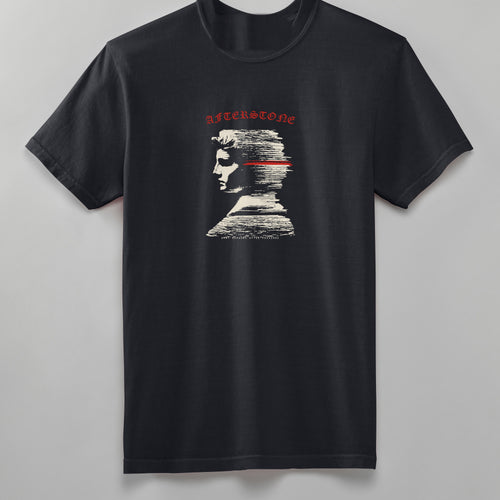 STRATUM HEAD heavyweight tee in black, back, head dissolving into strata