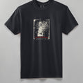 STRUCK GOD heavyweight tee in black, front, statue and lightning graphic on the chest