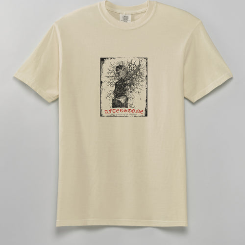 STRUCK GOD heavyweight tee in ivory, front, statue and lightning graphic on the chest