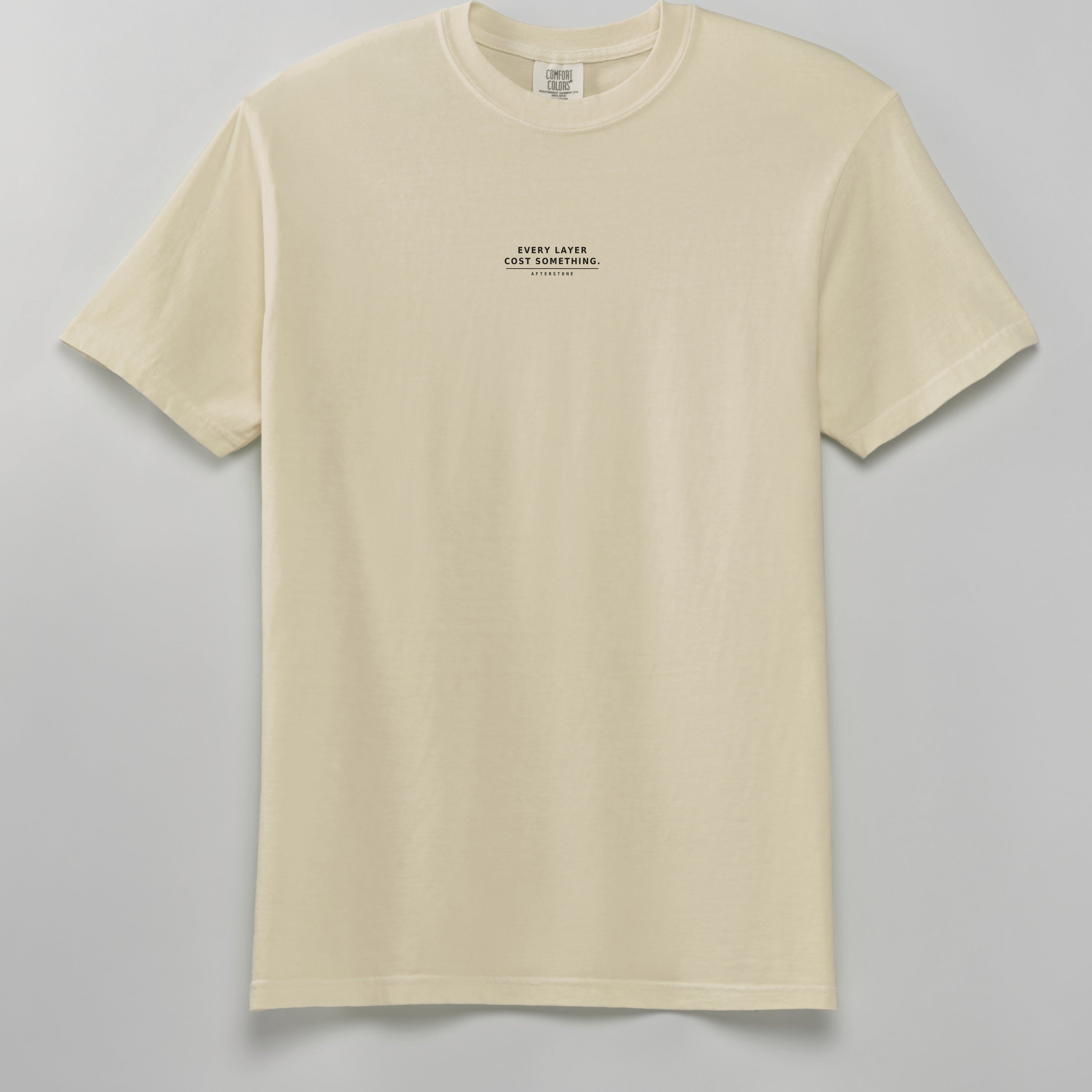 The ivory STRATUM HEAD tee, front, whole garment &mdash; the chest line